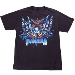 Pantera Graphic T-Shirt Mens Large Black Good Band Tee Skull Guitars Wings